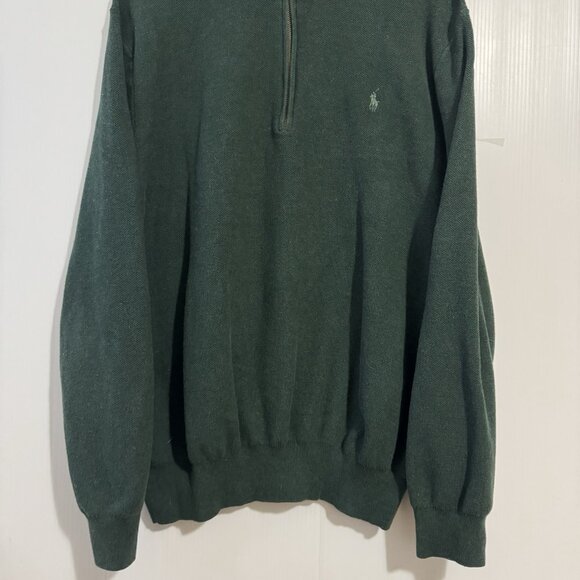 Polo Ralph Lauren Sweater Mens XXL Green 100% Pima Cotton 1/4 Zip Pullover - Picture 6 of 15